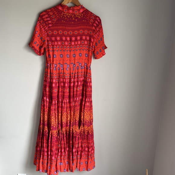 NEW FREE PEOPLE Rare Feeling Pleated Maxi Dress In Ruby Red - Picture 4 of 16